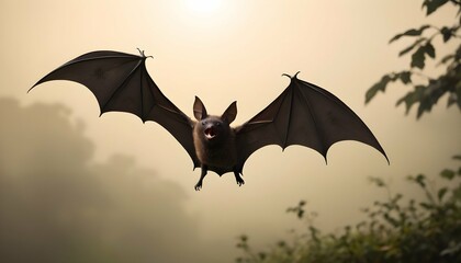 A Bat With Its Wings Outstretched Catching The Br Upscaled 2 - obrazy, fototapety, plakaty