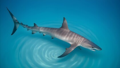 A Hammerhead Shark Swimming In A Spiral Pattern Upscaled 8 - obrazy, fototapety, plakaty