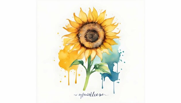 Inspirational Quote With Watercolor Sunflower S Upscaled 4