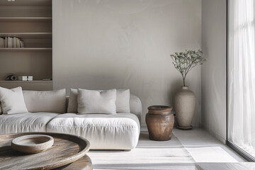 A minimalist interior design featuring clean lines