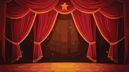 Background with curtains stage. Illustration for th