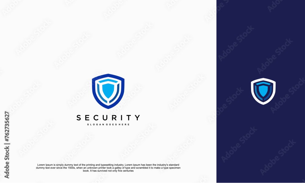 Aufkleber security shield with icon technology logotype concept idea. vector design template element