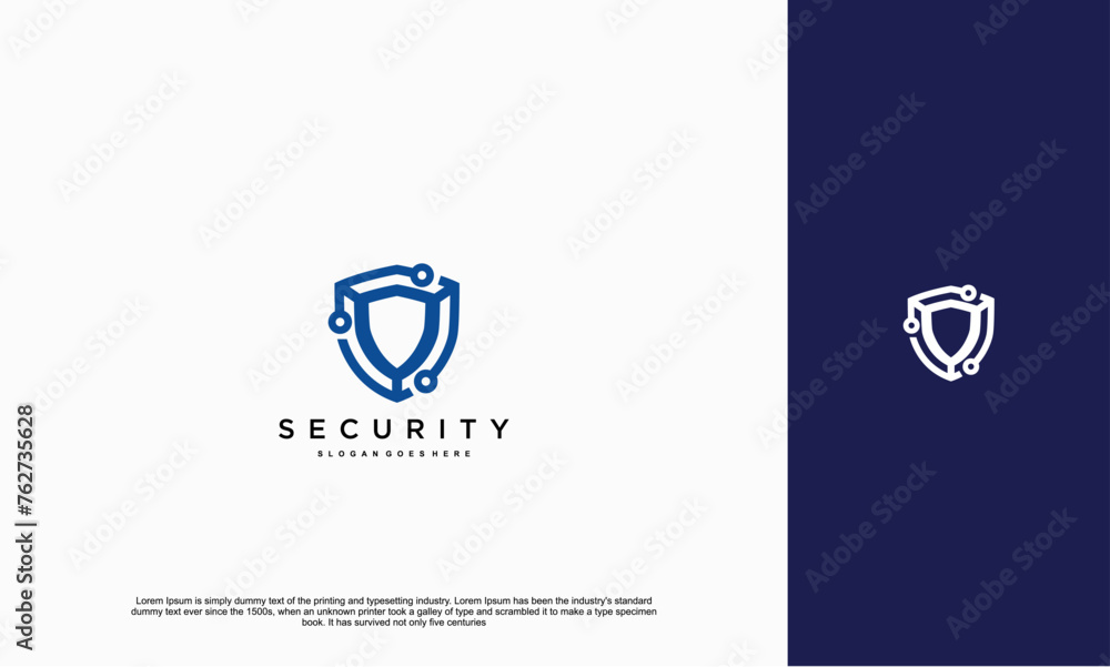 Aufkleber security shield with icon technology logotype concept idea. vector design template element