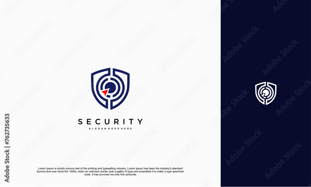 Aufkleber security shield with icon technology logotype concept idea. vector design template element