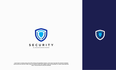 Security shield with icon technology logotype concept idea. Vector Design template element
