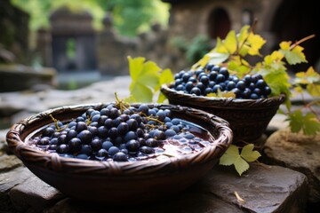 The process of making grape wine, crushing raw materials and separating stems, obtaining must,...