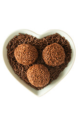 Brigadeiro brazilian chocolate balls party candy with chocolate flakes front view isolated png