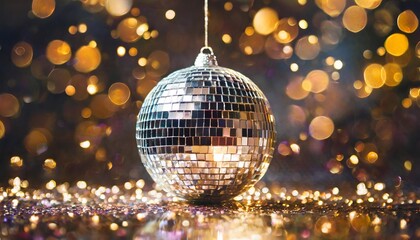 Fototapeta na wymiar sparkling disco ball radiating shimmering lights