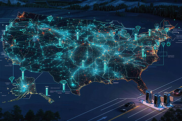 A charging infrastructure map showing the network