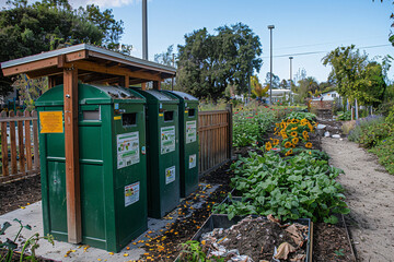 A composting station in a residential neighborhood