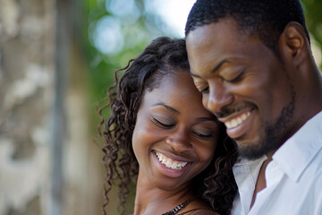 Fototapeta premium A couple engaged in playful flirtation teasing smiles