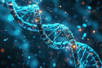 Biotechnology research on a molecular level samples under a microscope with digital analysis