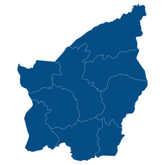 San Marino map. Map of San Marino in administrative provinces in blue color