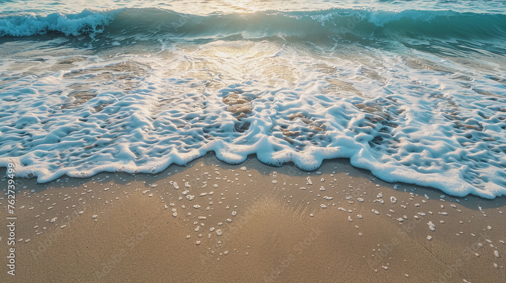 Wall mural Beautiful beach with ocean waves in summer as a symbol for a tropical vacation