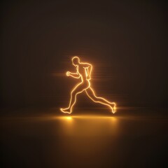 Dynamic 3D Rendered Icon with Energetic Silhouette of Person Running