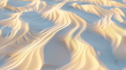 Fototapeta na wymiar Close-Up of Wind-Formed Sand Dunes with Intricate Wave Patterns and Textures