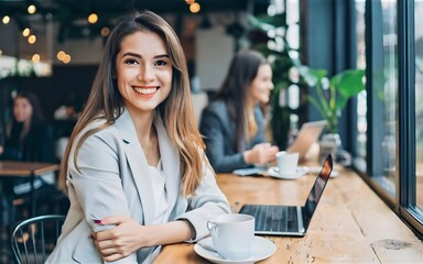 young girl businesswoman office business friend friendship happy smiling happy woman cafe coffee shop, stock images, stock photo, life stock, best selling