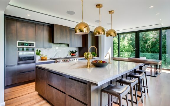 Modern Kitchen Design with Sleek Countertops and High - End Appliances., photo, stock photos, stock images, life stock, best selling, designs