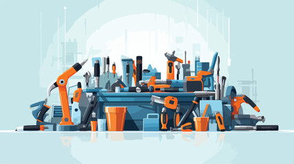 Background with repair tools. Equipment for constru