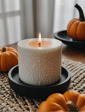 pumpkin and candle