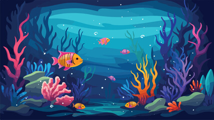 Fototapeta na wymiar Background with tropical fishes. Marine life aquari
