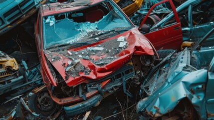 Crushed car in a junkyard symbolizing auto insurance