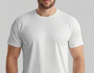 Obraz premium Photo of a man in a white T-shirt on a white background