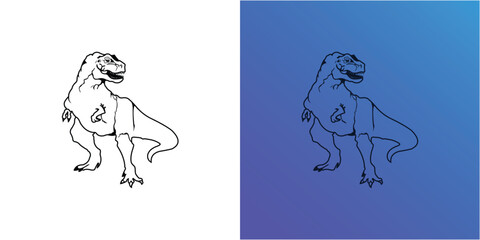 LINE ART T REX VECTOR ILLUSTRATION TEMPLATE