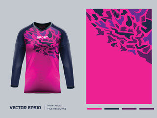 Long Sleeve front and back sport jersey design. Printable file eps 10.