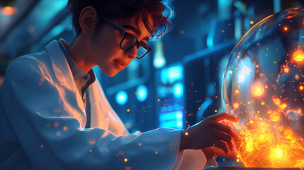 The world of science. Dynamic poster, featuring cutting-edge innovations and groundbreaking research.