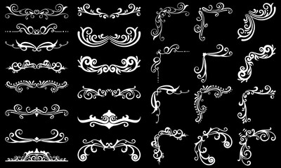 set of black and white vintage border elements vector illustration