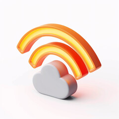 3d wireless cloud. Wireless network and cloud connection. isolated icon on white background.
