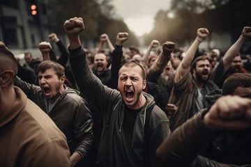 Cercles muraux Etats Unis Crowd of people protesting on a street