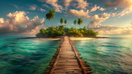 Tropical island boardwalk - Powered by Adobe