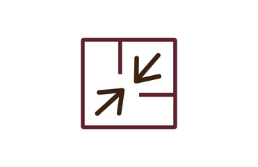 Fototapeta premium arrow design graphic in tools zoom icon Stock Vector.minimize icon arrow meeting point, rally compact size small scale arrow icons . shrink icon resize in arrow . zoom out, ZOOM IN icons