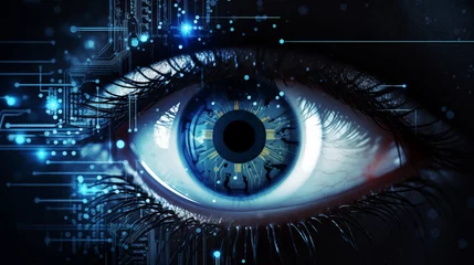 Fototapeten hacker eye, cyber security concept, data background © emotionpicture