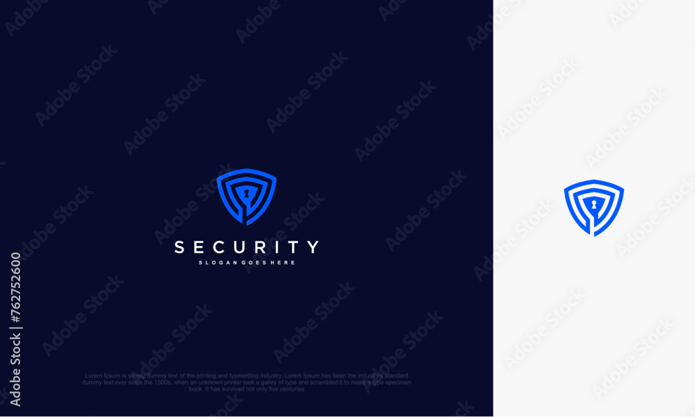 Aufkleber security shield with icon technology logotype concept idea. vector design template element