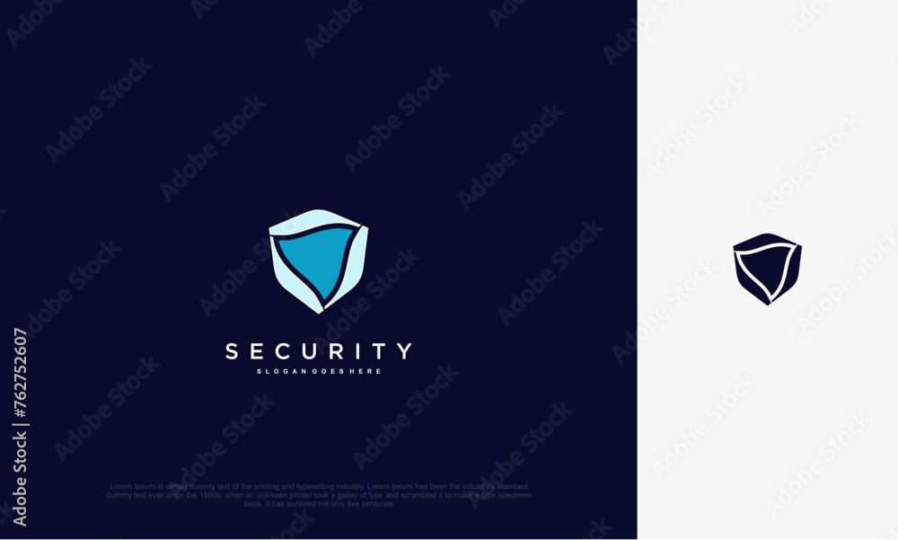 Aufkleber security shield with icon technology logotype concept idea. vector design template element