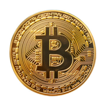 Golden Bitcoin: A Coin in the Cryptocurrency Realm, Isolated on Transparent Background, PNG