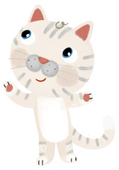 cartoon scene with young cat kid having fun playing doing something illustration for children