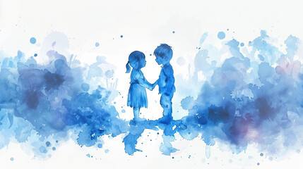 International Missing Children's Day. May 25. blue silhouettes of children . White background. Poster, banner, card, background. - obrazy, fototapety, plakaty
