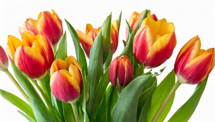 wonderful tulips lily family liliaceae isolated on white background including clipping path