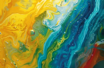 a close up of a multicolored background with drops of water on the bottom and bottom of the image.