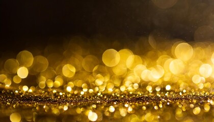 swirly bokeh of golden glitter shimmer dust dark abstract background