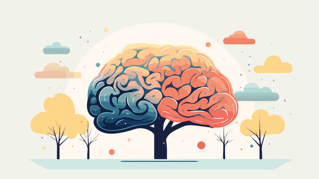 Brain image for science and study Flat vector flat