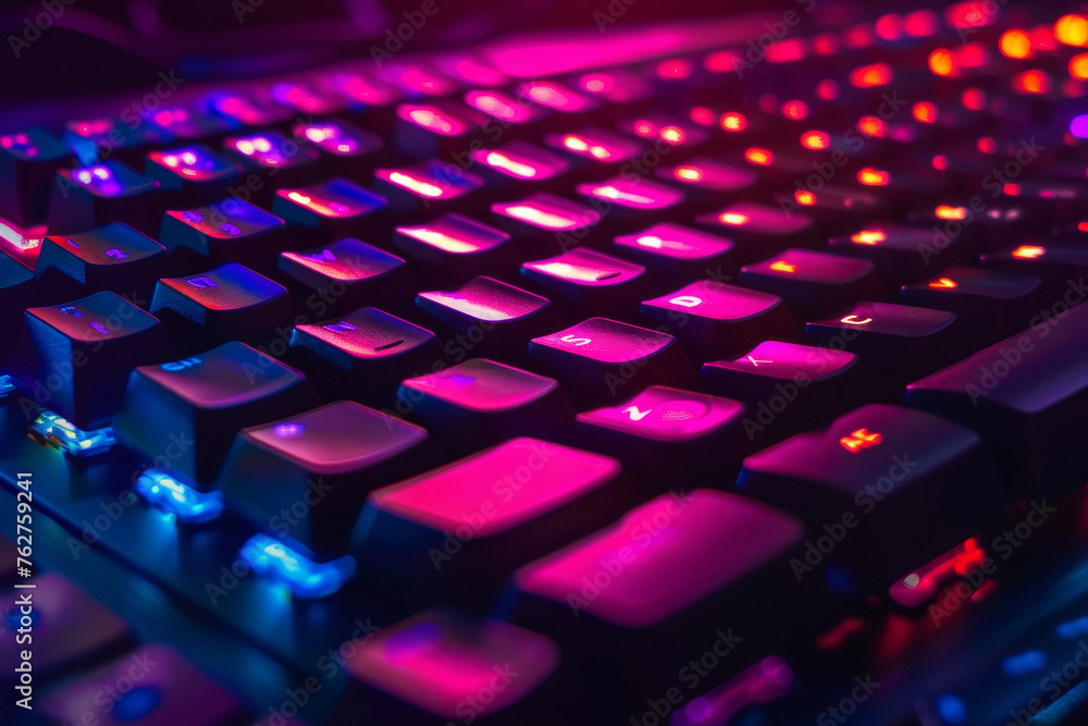 Poster an abstract background featuring a close-up of a computer keyboard