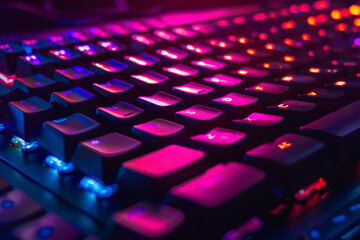 An abstract background featuring a close-up of a computer keyboard