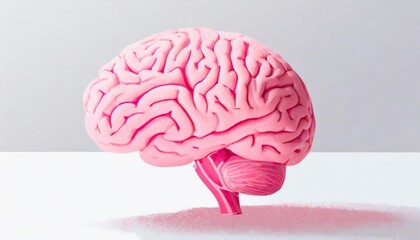 banner of pink brain on white background with copy space