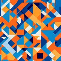 Abstract geometric seamless pattern blue orange