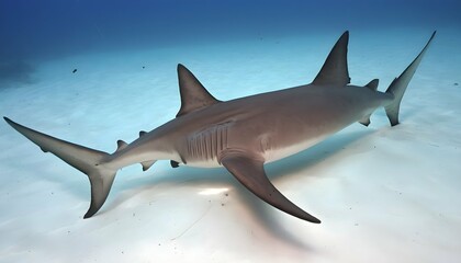 A Hammerhead Shark With Its Distinctive Hammer Sha Upscaled 2 - obrazy, fototapety, plakaty